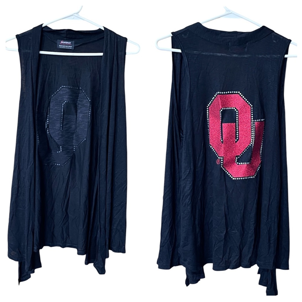 Gameday Couture Oklahoma Sooners Women’s Sleeveless Open-Face Cardigan Size M